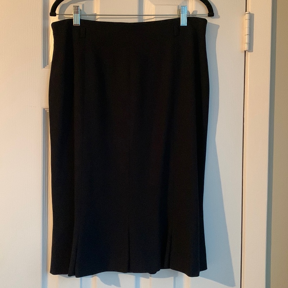Escada Black Wool Skirt with Pleated Hem Detail